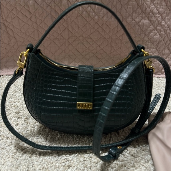 Kith Dark Green Croc-Embossed Bag - Picture 1 of 4